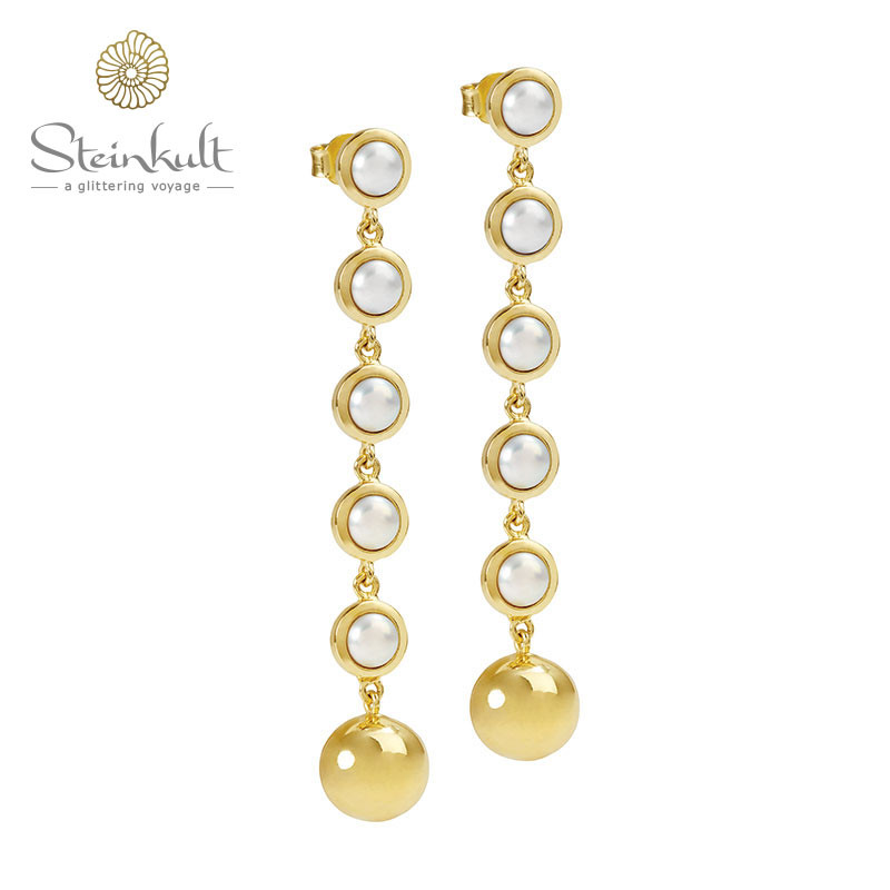 Dangling Earrings Delphia with 12 mm Ball + Freshwater pearls Dangling Earrings Delphia with 12 mm Ball + Freshwater pearls