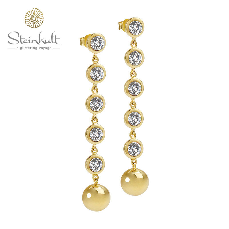 Dangling Earrings Delphia with 12 mm Metalball + Zirkonia Dangling Earrings Delphia with 12 mm Metalball + Zirkonia