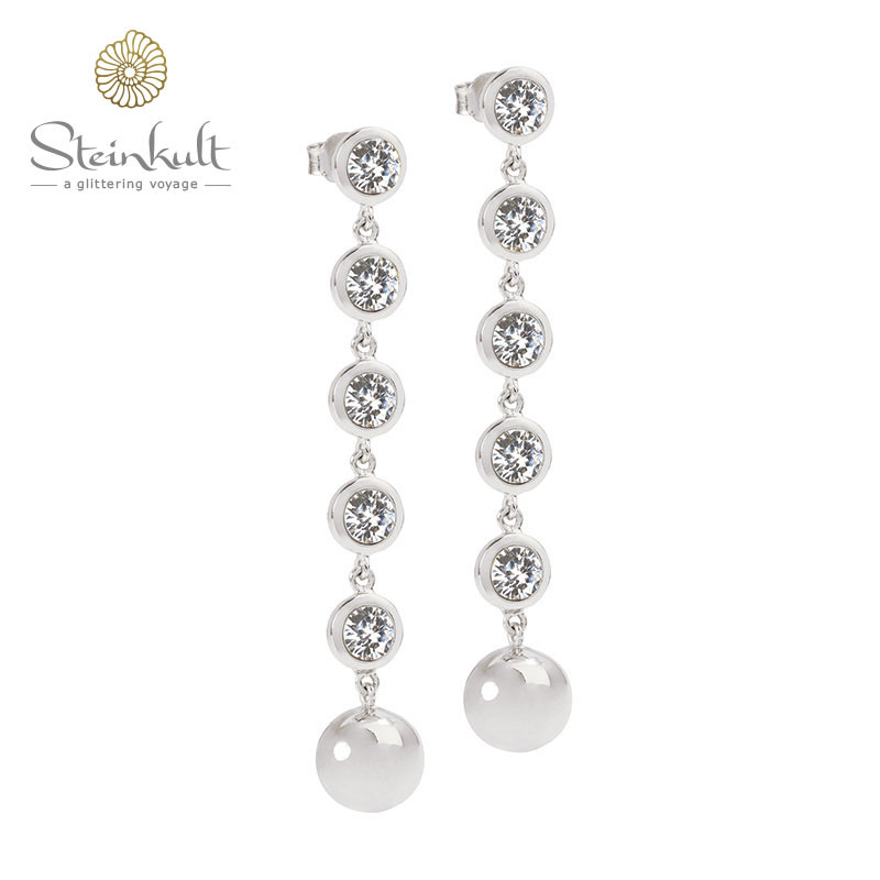 Dangling Earrings Delphia with 12 mm Metalball Zirkonia Dangling Earrings Delphia with 12 mm Metalball Zirkonia